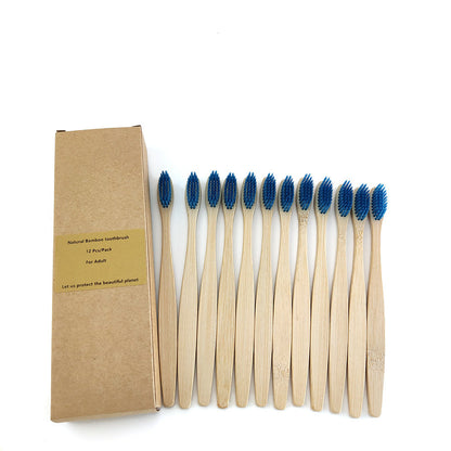 Eco-Friendly Bamboo Toothbrush 12-Pack with Biodegradable Handle