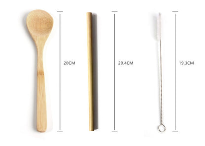 Eco-Friendly Bamboo Reusable Cutlery Set with Portable Pouch