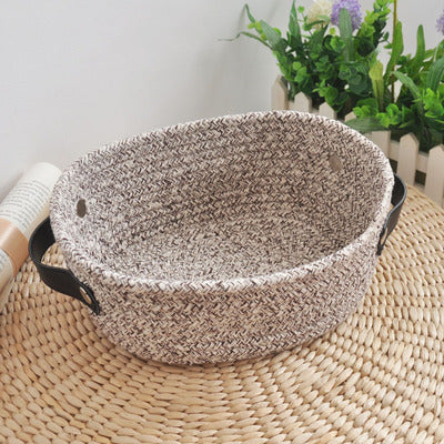 Eco-Friendly Woven Fabric Storage Baskets - Cream, Gray, Black
