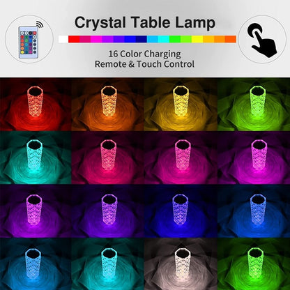 Energy-Efficient LED Crystal Table Lamp with Multicolor Options