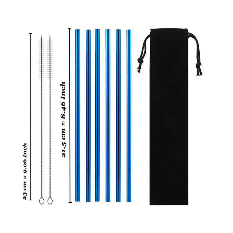 Eco-Friendly Reusable Stainless Steel Metal Straws Set with Cleaning Brushes