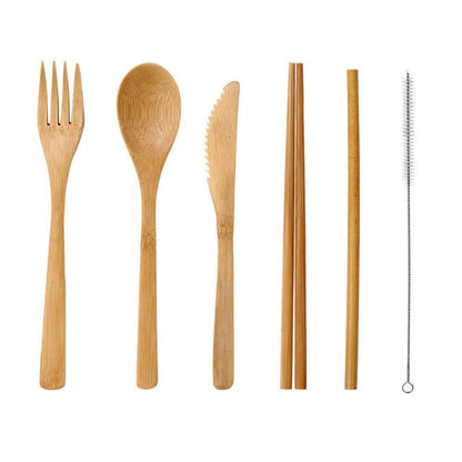 Eco-Friendly Bamboo Cutlery Set with Green Case - Reusable & Portable