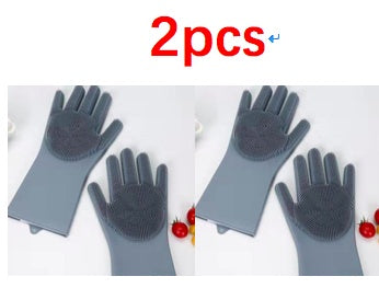 Eco-Friendly Silicone Cleaning Gloves with Scrubbing Bristles