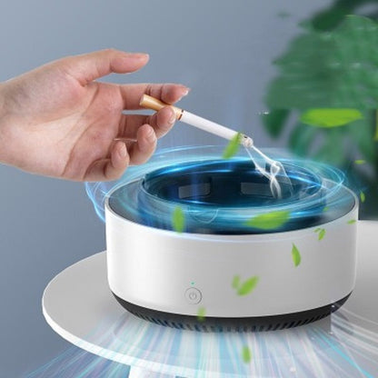 Green Round Automatic Ashtray with One-Touch Operation