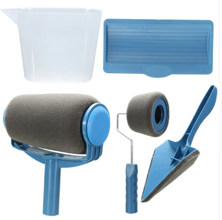 Eco-Friendly Paint Roller Set with Blue Handles and Gray Foam Rollers