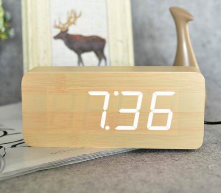 Eco-Friendly Wooden Digital Alarm Clock with LED Display