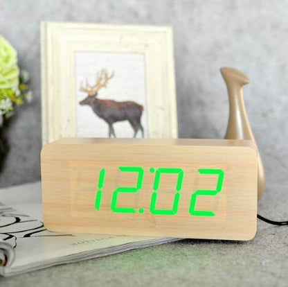 Eco-Friendly Wooden Digital Alarm Clock with LED Display