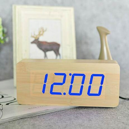 Eco-Friendly Wooden Digital Alarm Clock with LED Display