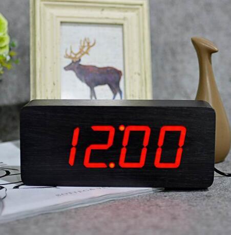 Eco-Friendly Wooden Digital Alarm Clock with LED Display