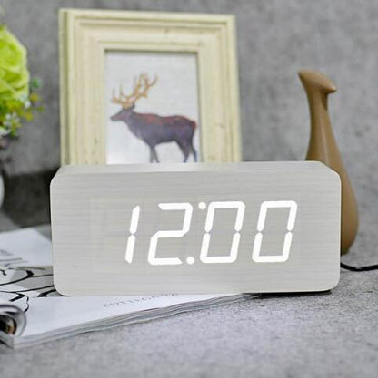 Eco-Friendly Wooden Digital Alarm Clock with LED Display