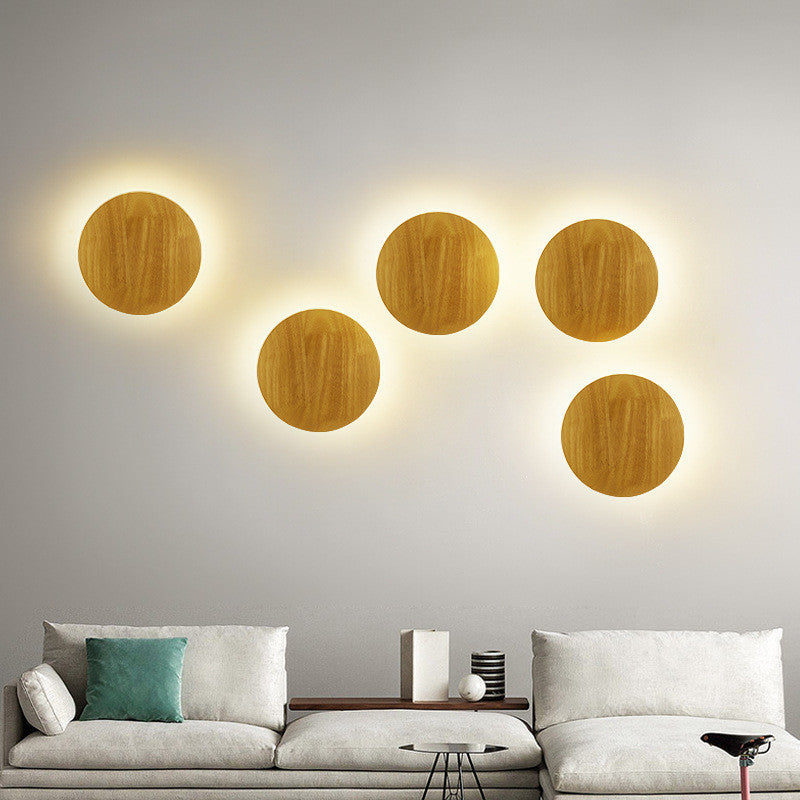 Eco-Friendly Wall-Mounted LED Lights - Warm Wood Tone