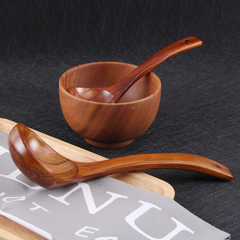 Eco-Friendly Wooden Bowl and Spoon Set for Sustainable Living