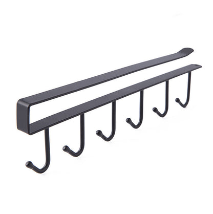 Space-Saving Under-Shelf Mug Holder - Black Metal Hook Rack