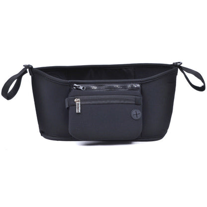 Black rectangular organizer bag with rounded edges