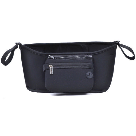 Black rectangular organizer bag with rounded edges