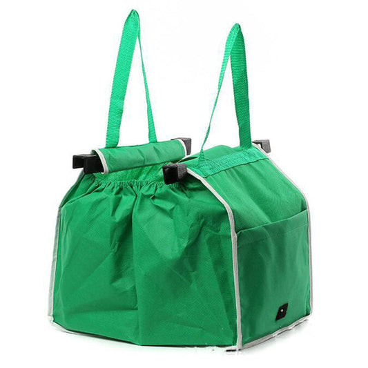 Green reusable shopping bag with wide base for groceries
