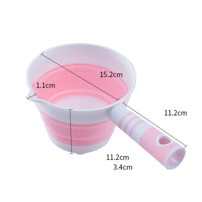Space-Saving Collapsible Silicone Kitchenware Set - Pink & White