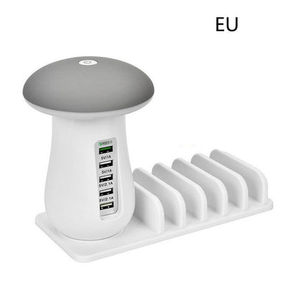 Mushroom LED Lamp with Charging Station - Energy Efficient Desk Light