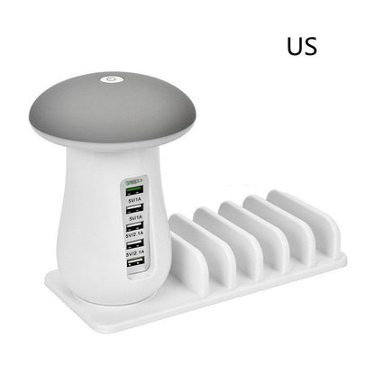 Mushroom LED Lamp with Charging Station - Energy Efficient Desk Light