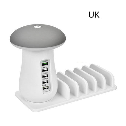 Mushroom LED Lamp with Charging Station - Energy Efficient Desk Light