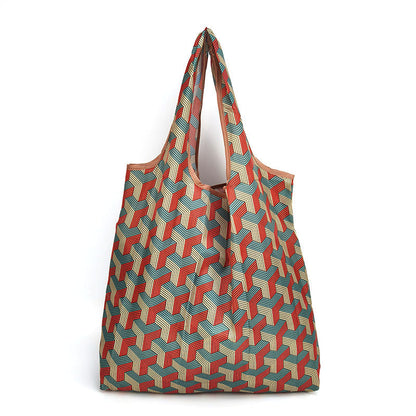 Eco-Friendly Reusable Shopping Bag - Multicolored Floral Pattern