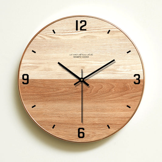 Eco-Friendly Natural Wood Wall Clock with Black Numerals
