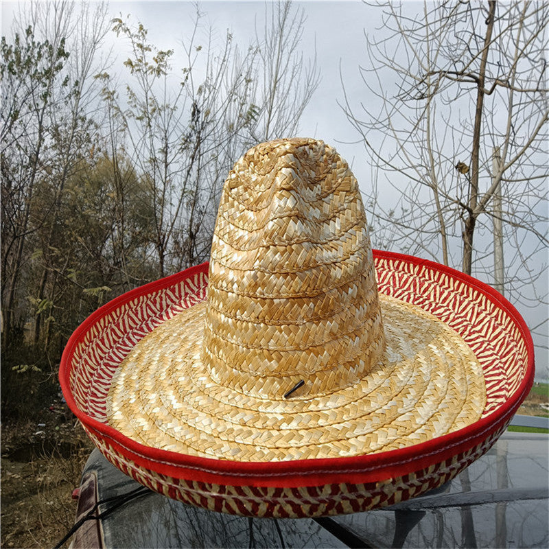 Eco-Friendly Straw Hat with Red Trim - Sustainable Style for Adults
