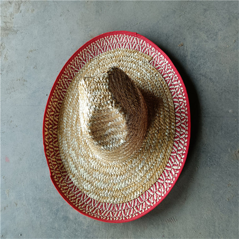 Eco-Friendly Straw Hat with Red Trim - Sustainable Style for Adults