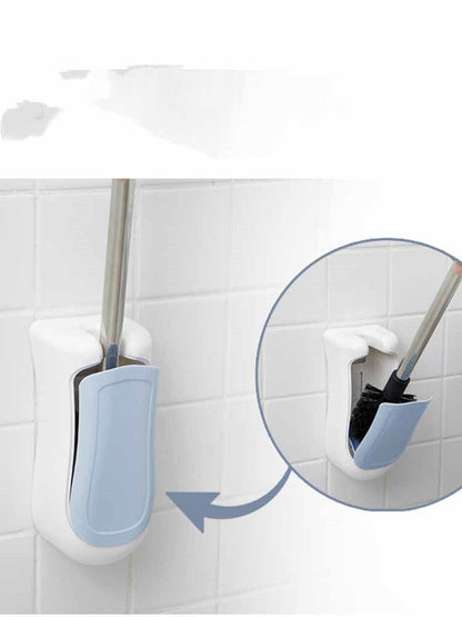 Eco-Friendly Ergonomic Toilet Brush with Holder - White & Light Pink