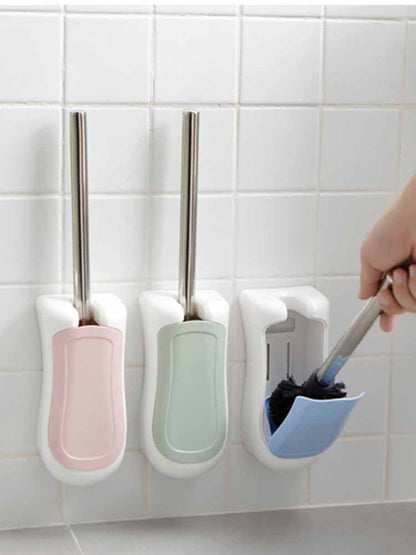 Eco-Friendly Ergonomic Toilet Brush with Holder - White & Light Pink