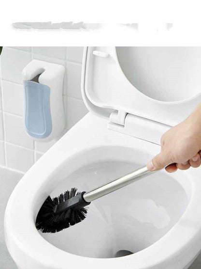 Eco-Friendly Ergonomic Toilet Brush with Holder - White & Light Pink