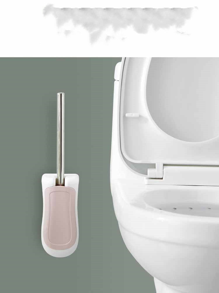 Eco-Friendly Ergonomic Toilet Brush with Holder in White & Light Pink