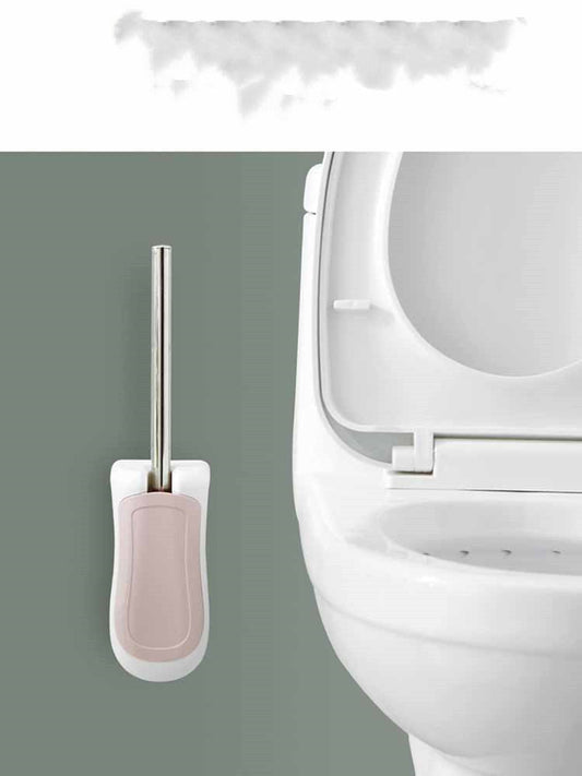 Eco-Friendly Ergonomic Toilet Brush with Holder in White & Light Pink