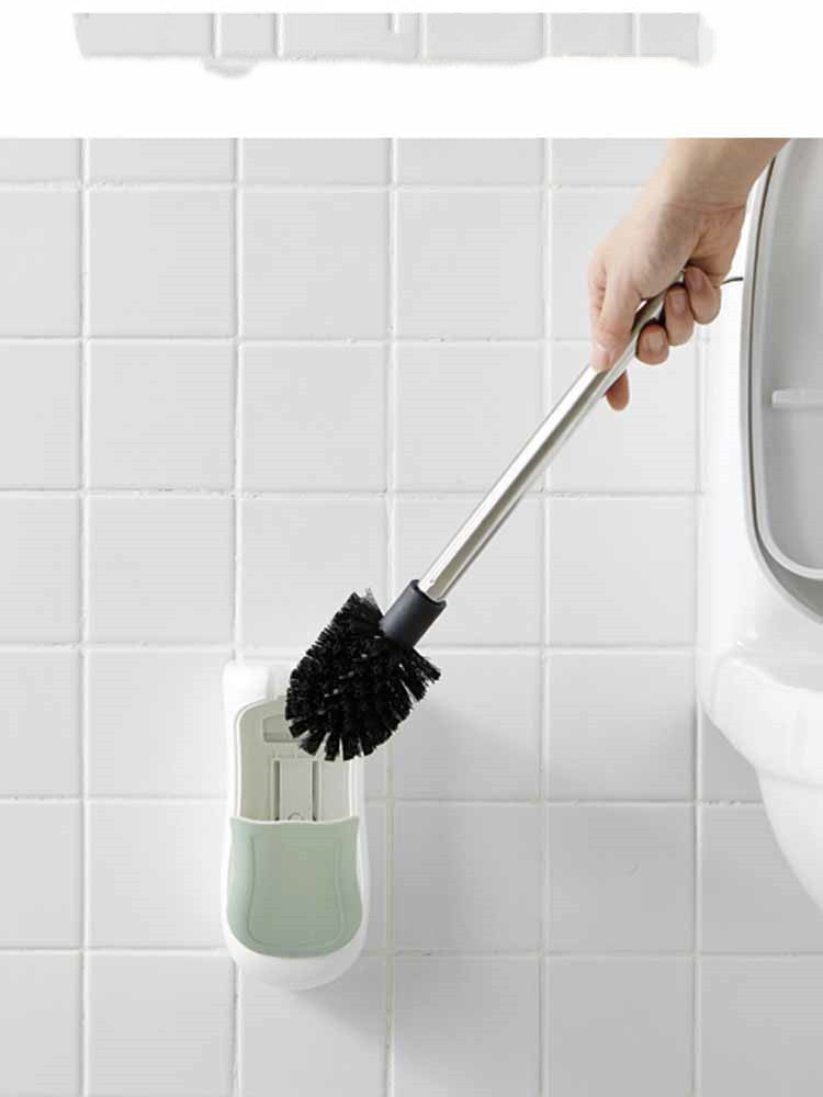 Eco-Friendly Ergonomic Toilet Brush with Holder - White & Light Pink