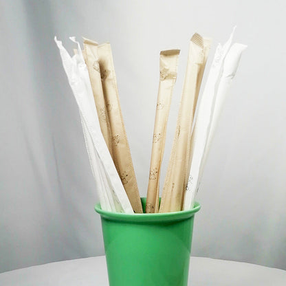 Eco-Friendly Reusable Silicone Straws - White & Yellow