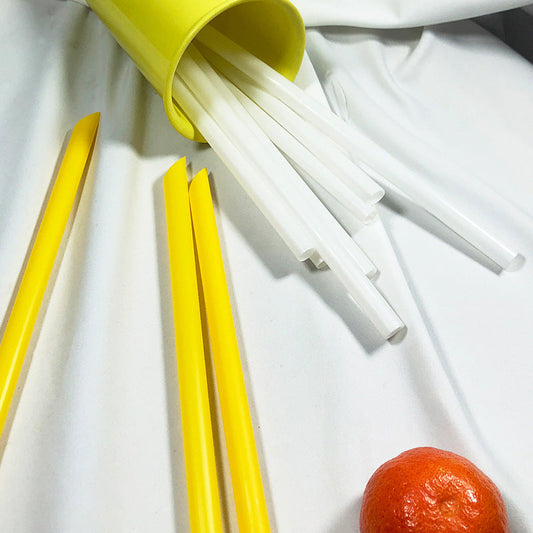 Eco-Friendly Reusable Silicone Straws in White and Yellow