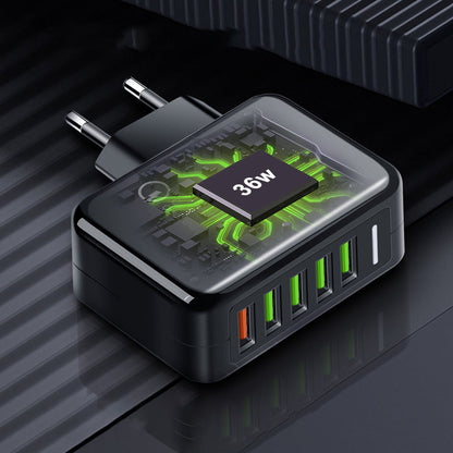 Energy-Efficient Multi-Port USB Wall Charger with LED Indicators