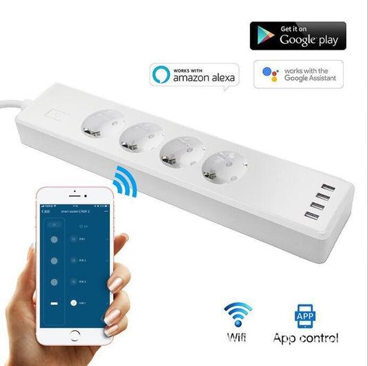 Smart Power Strip with USB and WiFi in White