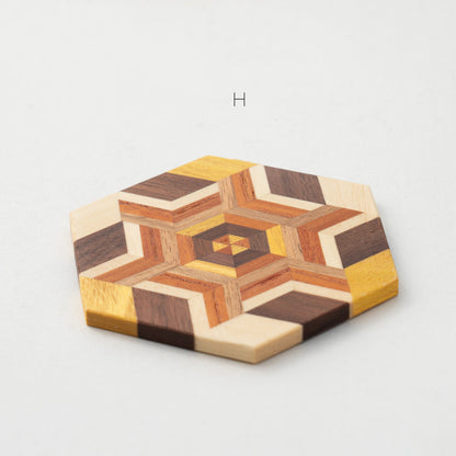 Eco-Friendly Hexagonal Wooden Coaster - Sustainable Home Decor