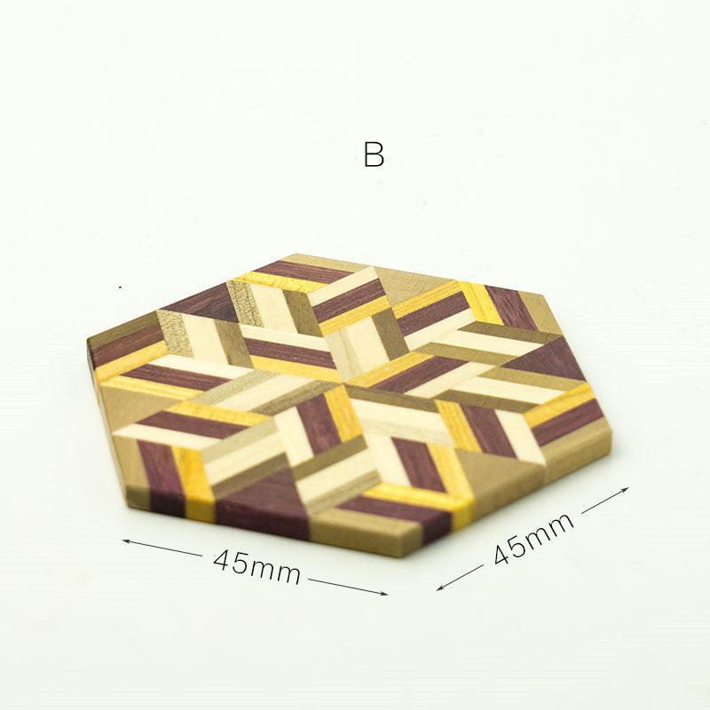 Eco-Friendly Hexagonal Wooden Coaster - Sustainable Home Decor