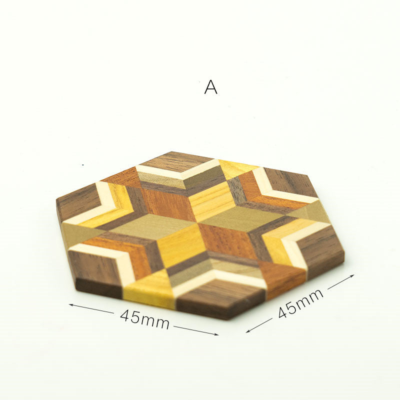 Eco-Friendly Hexagonal Wooden Coaster - Sustainable Home Decor