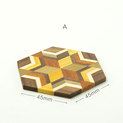 Eco-Friendly Hexagonal Wooden Coaster - Sustainable Home Decor