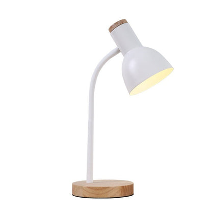 Eco-Friendly White Table Lamp with Natural Wood Base