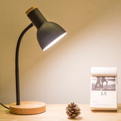 Eco-Friendly White Table Lamp with Natural Wood Base