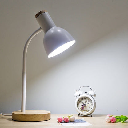Eco-Friendly White Table Lamp with Natural Wood Base