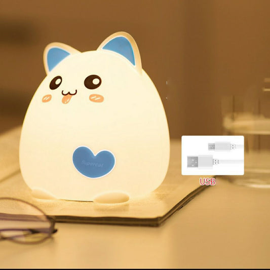Cat-shaped rechargeable night light with eco-friendly features