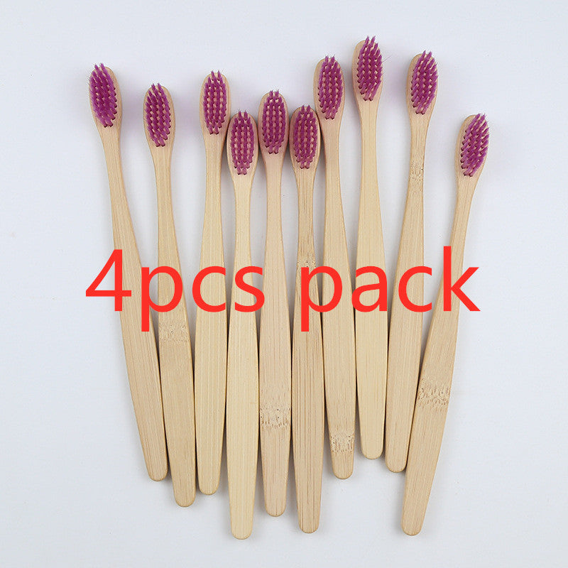 Eco-Friendly Bamboo Toothbrush with Multicolored Bristles