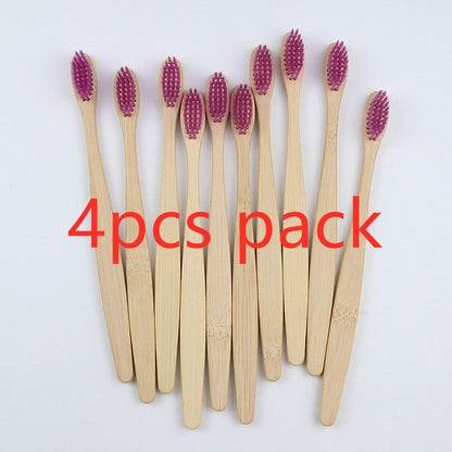 Eco-Friendly Bamboo Toothbrush with Multicolored Bristles