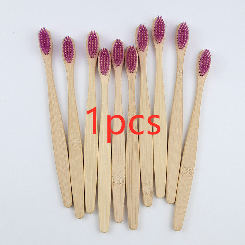 Eco-Friendly Bamboo Toothbrush with Multicolored Bristles