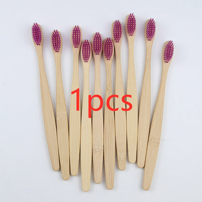 Eco-Friendly Bamboo Toothbrush with Multicolored Bristles
